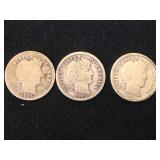 3- SILVER BARBER DIMES