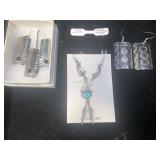 Sterling & turquoise eagle necklace, sterling &