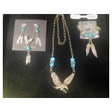 Sterling & turquoise eagle necklace, matching