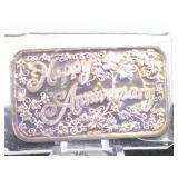 1- oz. .999 Fine Silver Bar, Happy Anniversary