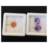 1.05ct  orange  Sapphire & 2- 3.5 ct Amethyst
