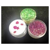 2 ramekins of rubies & 1 ramekin of green