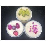 2 ramekins of rubies & 1 ramekin of green