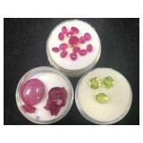 2 ramekins of rubies & 1 ramekin of green