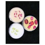 2 ramekins of rubies & 1 ramekin of green