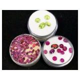 2 ramekins of rubies & 1 ramekin of green