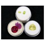 Ramekin of 2 large rubies & 2 ramekins of green