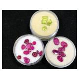 2 ramekins of rubies & 1 ramekin of green