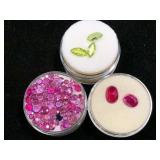 2 ramekins of rubies & 1 ramekin of green