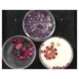 3- ramekins of gemstones, assorted gemstone