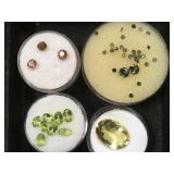 4- ramekins of gemstones, green & orange