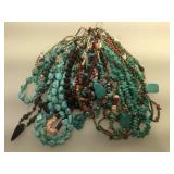 Several gemstone necklaces including turquoise,