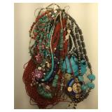 Several gemstone necklaces including turquoise,