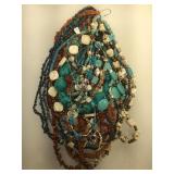 Several gemstone necklaces including turquoise,
