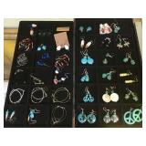 Several sets of gemstone earrings
