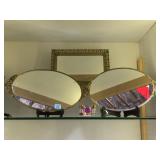 3 vintage vanity mirror top trays & decorative
