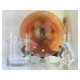 Hand made art glass charger, Krosno art glass