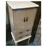 Blonde wood stand alone jewelry cabinet