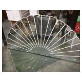 Large fan shaped mirrored hanging, 70 in by 35 in