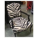 Zebra striped  armed occasional chair