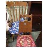 2 Wooden Chairs/Rocking Chair-w/ cushions