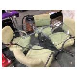 Vintage 4 seat metal/glass table w/ padded chairs