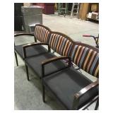 3- seated padded & armed bench seating