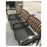 3- seated padded, armed bench seating