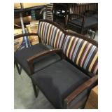 2- seated, padded, armed bench seating