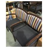 2- seated, padded armed bench seating