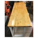 6 Foot Wood Workbench w/Vise - metal base - has