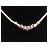 14K Gold necklace diamond ruby 5.6g 16"