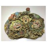 Large Ceramic Clown Wall Sculpture. Heavy, 20x26.