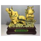 NIB Feng Shui Lucky Ox & Cart. 19.5x5x18