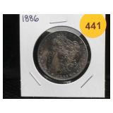 1886 Silver Morgan dollar