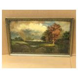 Antique Painting on Canvas. Landscape, unsigned.