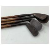 Vintage Harrods London Wood Shaft Golf Clubs. Set