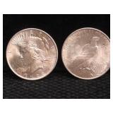 2 Silver Peace dollars