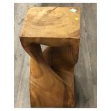 MCM Style Wood Twist Side Table - natural cracks