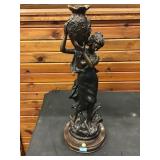 Signed Monet Bronze Sculpture - Woman with Wine