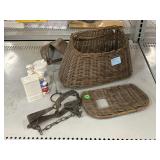 Campbells shakers. Wicker basket with small metal Campbells shakers. Wicker basket with small metal