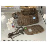 Campbells shakers. Wicker basket with small metal