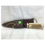 Obsidian Knife w/Antler Handle and Leather Sheath Obsidian Knife w/Antler Handle and Leather Sheath