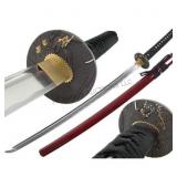 Red Musashi Sword Razor Sharp Forged 1060 Steel Red Musashi Sword Razor Sharp Forged 1060 Steel