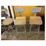 3 Metal Barstools - middle one needs repair to