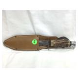 Jowika Solingen Knife w/Antler Handle and Leather Jowika Solingen Knife w/Antler Handle and Leather