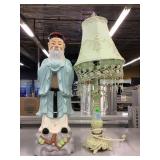 Decorative lamp and statue. Decorative lamp and statue.