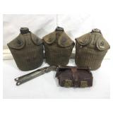 Vintage US Military Canteens and Ammo Pouch