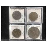 4-ottoman Empire Turkey Copper Piastres Yr1255 4-ottoman Empire Turkey Copper Piastres Yr1255