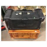 Small Wood Blanket Chest and Plastic Trunk